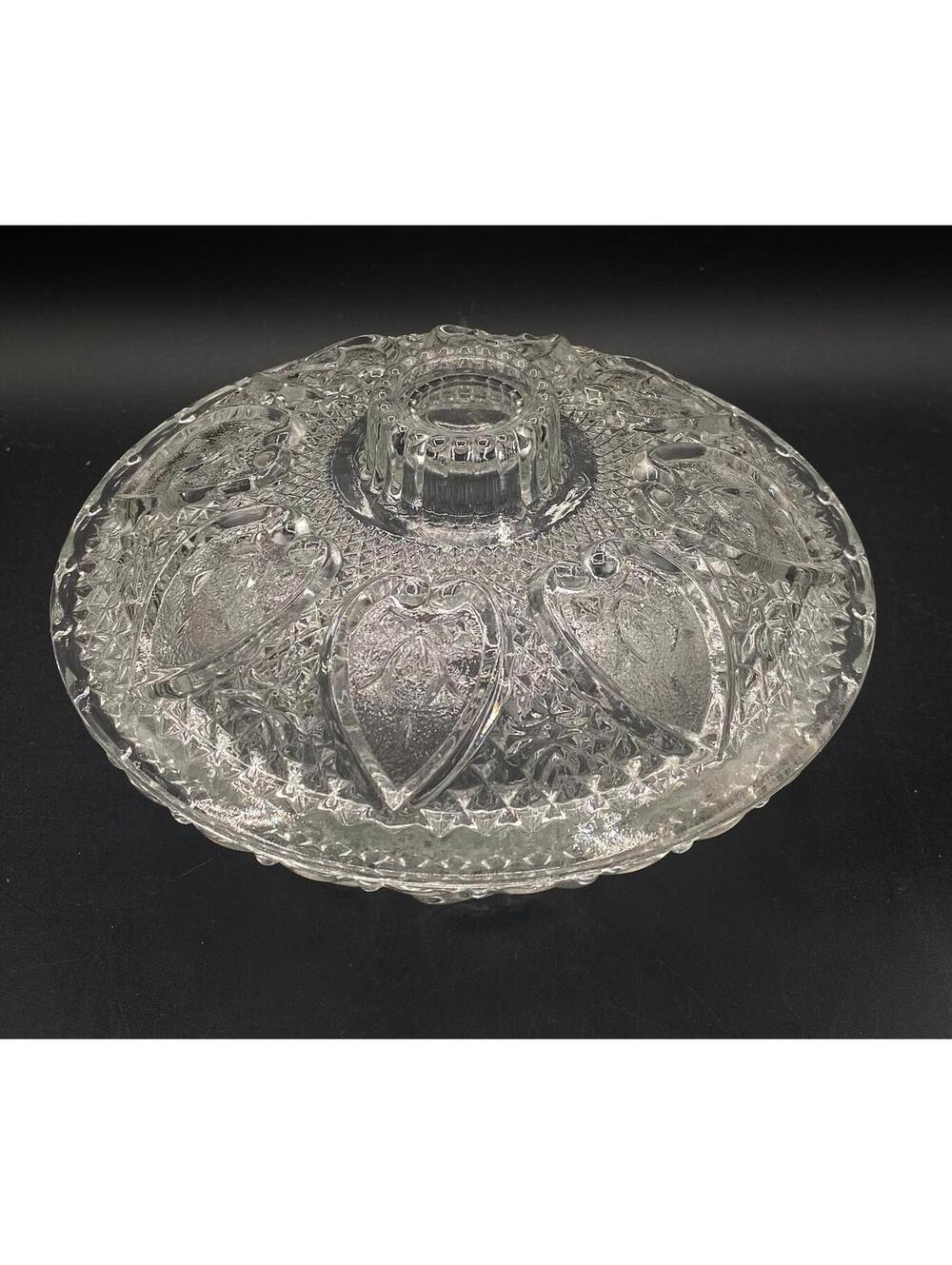 Pasari Indonesia Strawberry Pressed Glass Covered Dish Lidded Candy Bowl 7”